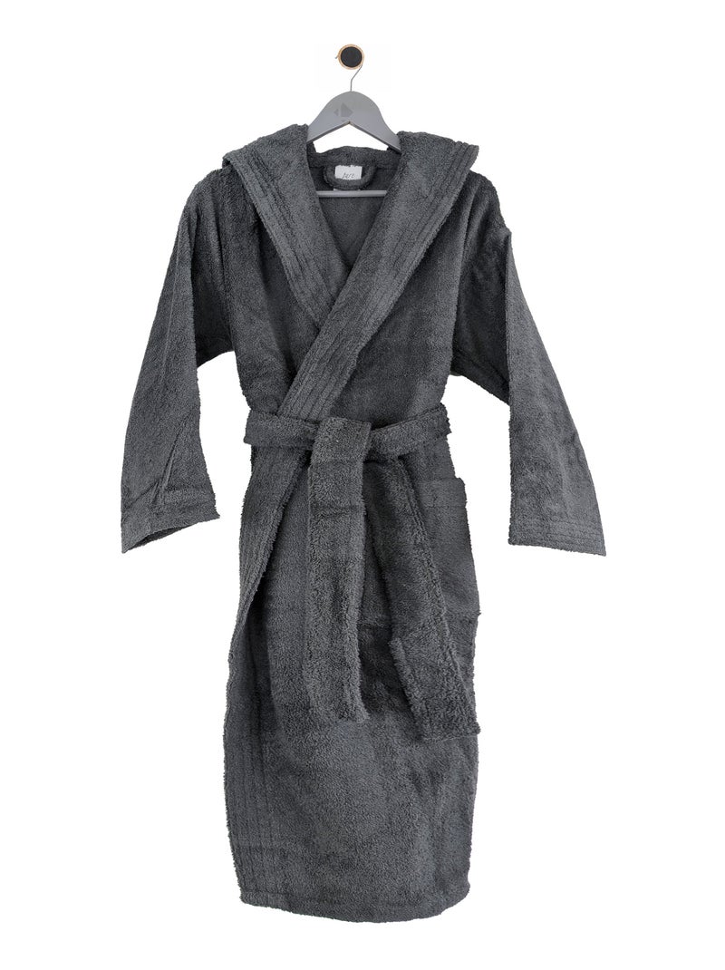 Peignoir adulte à capuche PURE Capuche Standard gris anthracite - Kiabi