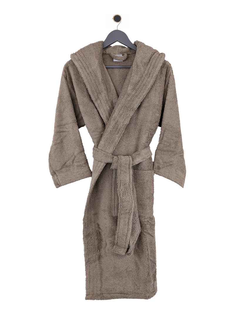 Peignoir adulte à capuche PURE Capuche Standard Gris taupe - Kiabi