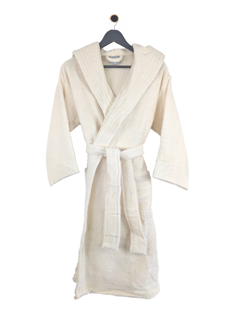 Peignoir adulte à capuche PURE Capuche Standard Ivoire - Kiabi