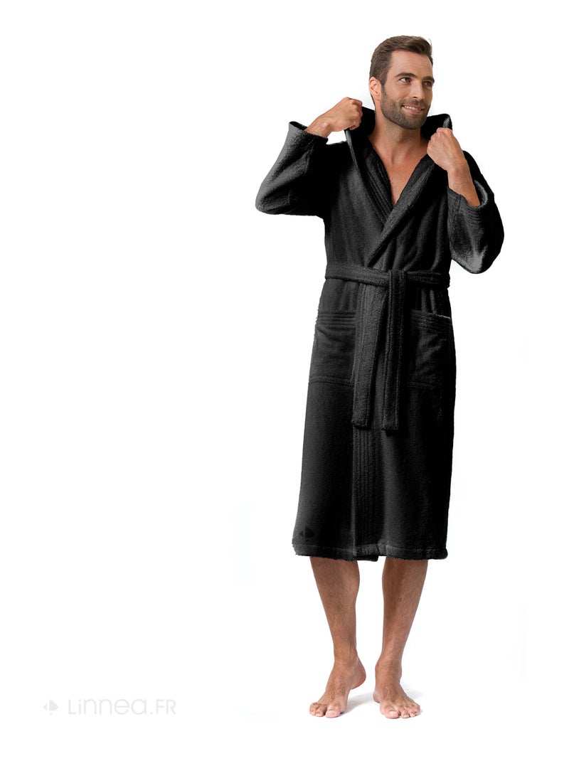Peignoir adulte à capuche PURE Capuche Standard Noir Noir - Kiabi