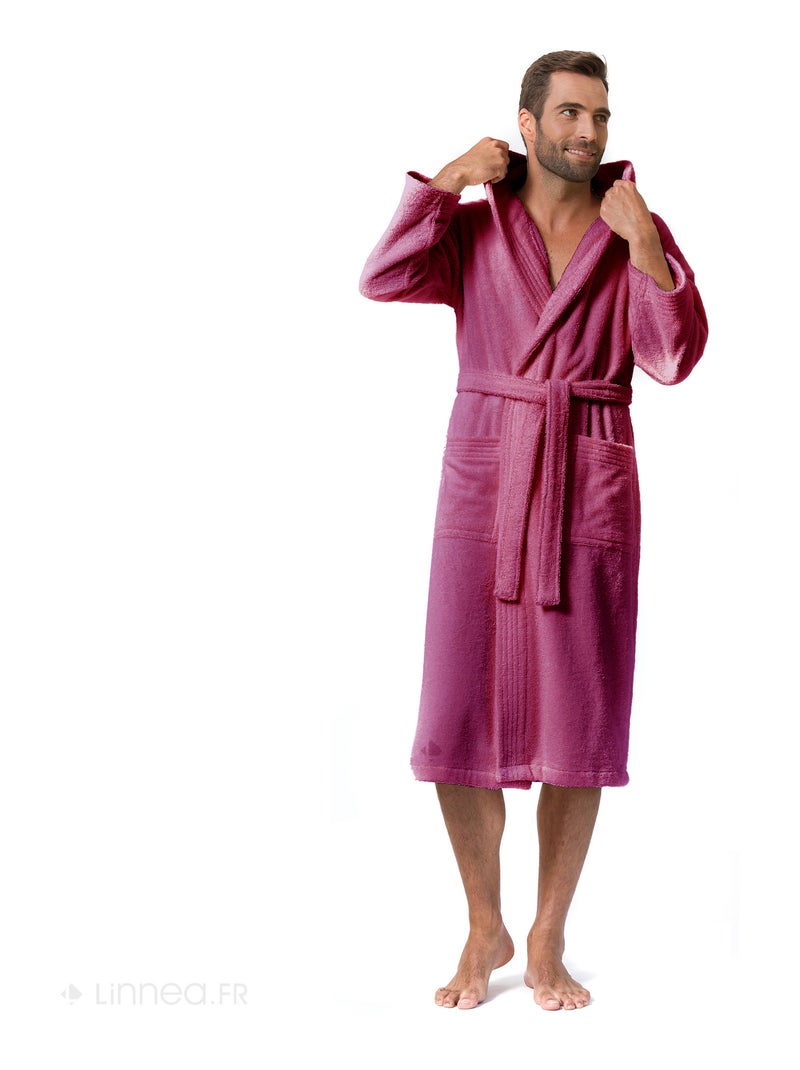 Peignoir adulte à capuche PURE Capuche Standard Violet prune - Kiabi