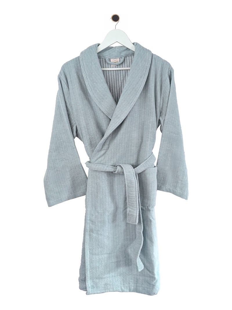 Peignoir adulte col châle EFFICIENCE PURE Col châle Bleu clair - Kiabi