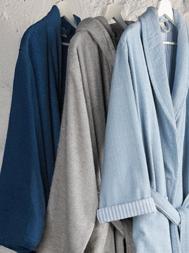 Peignoir adulte col châle EFFICIENCE PURE Col châle Gris perle - Kiabi