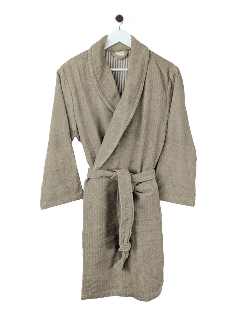 Peignoir adulte col châle EFFICIENCE PURE Col châle Marron clair - Kiabi