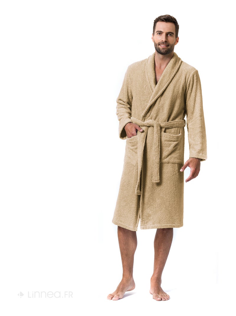 Peignoir adulte col châle PURE Col châle Beige - Kiabi