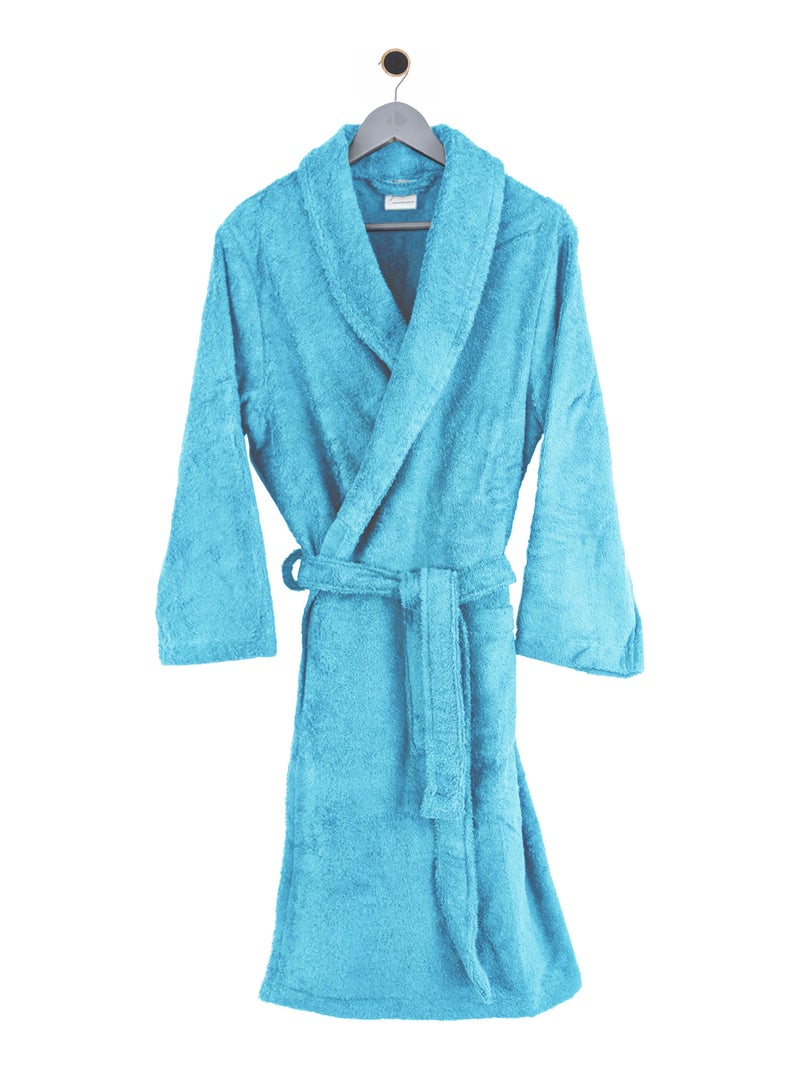 Peignoir adulte col châle PURE Col châle Bleu lagon - Kiabi