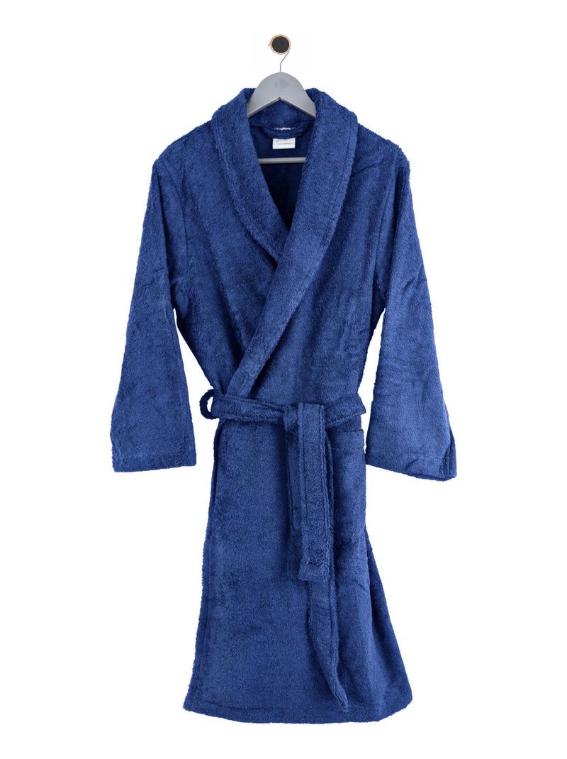 Peignoir adulte col châle PURE Col châle Bleu nuit - Kiabi