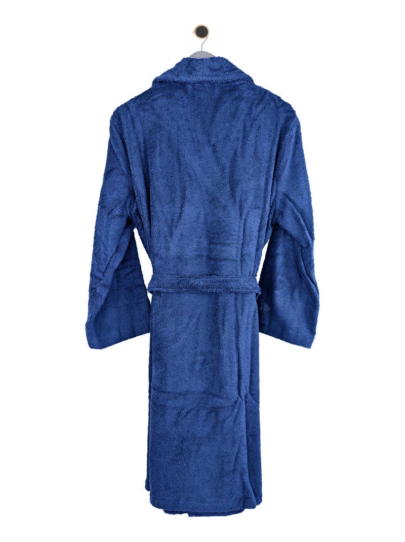 Peignoir adulte col châle PURE Col châle Bleu nuit - Kiabi