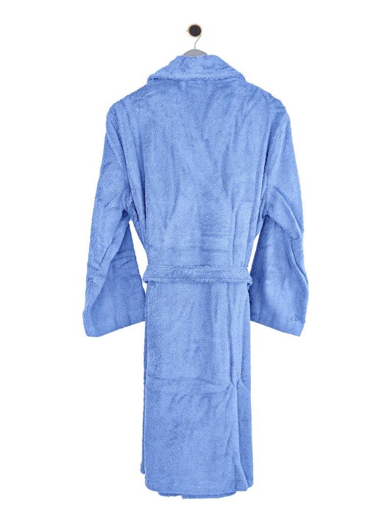 Peignoir adulte col châle PURE Col châle Bleu outremer - Kiabi