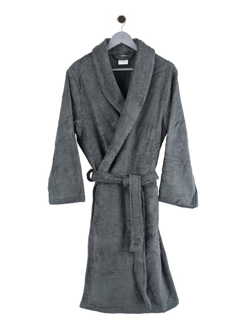 Peignoir adulte col châle PURE Col châle gris anthracite - Kiabi