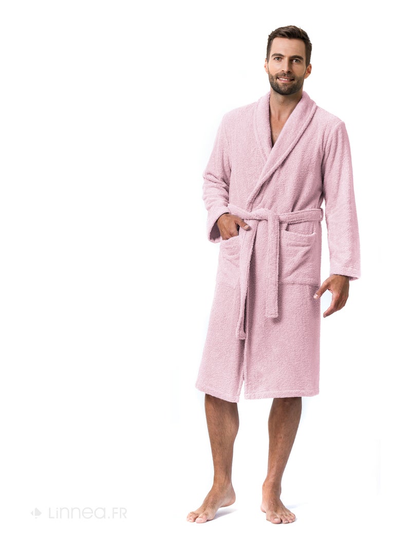 Peignoir adulte col châle PURE Col châle Rose pâle - Kiabi