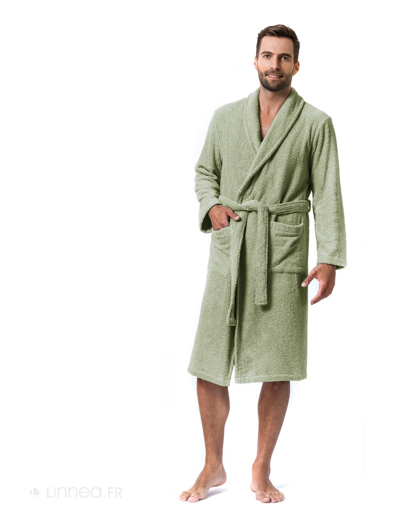 Peignoir adulte col châle PURE Col châle Vert forêt - Kiabi