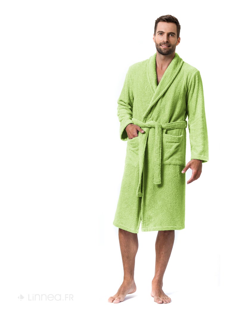 Peignoir adulte col châle PURE Col châle Vert pistache - Kiabi