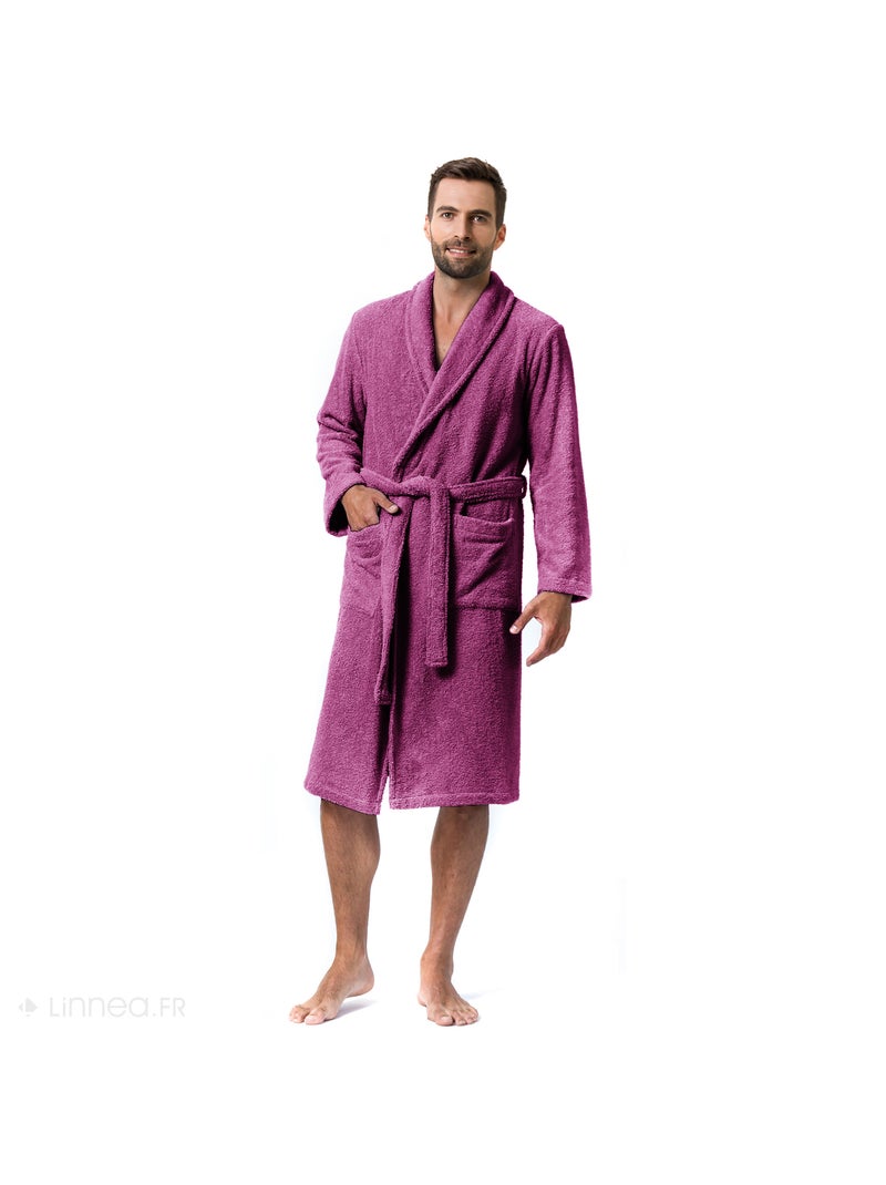 Peignoir adulte col châle PURE Col châle Violet prune - Kiabi