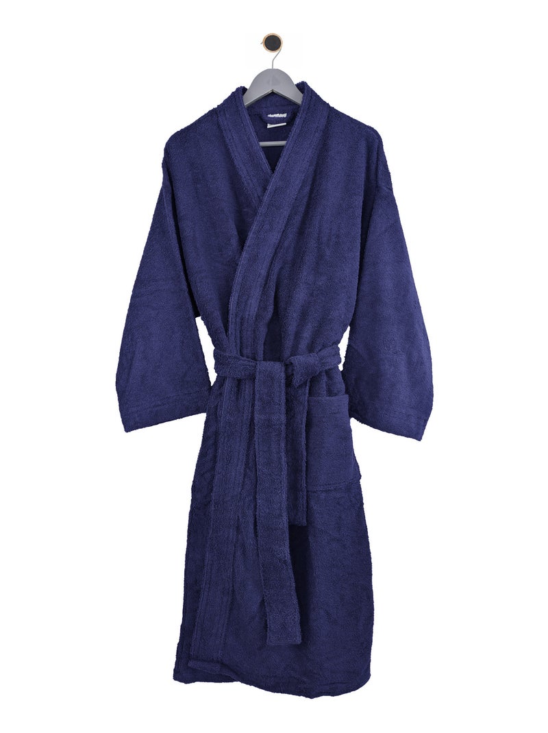 Peignoir adulte col kimono PURE Col kimono Bleu marine - Kiabi