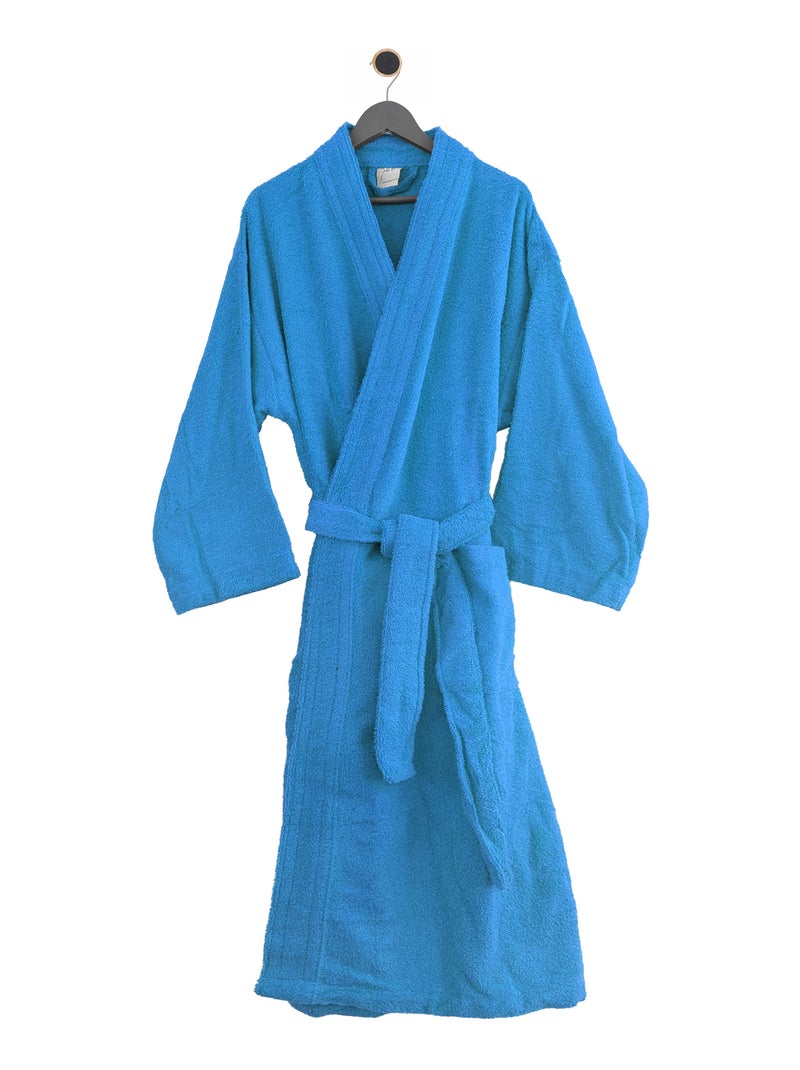 Peignoir adulte col kimono PURE Col kimono Bleu turquoise - Kiabi