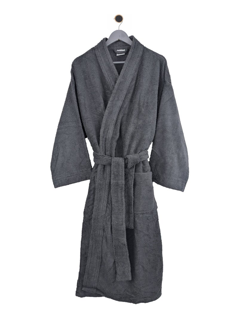 Peignoir adulte col kimono PURE Col kimono gris anthracite - Kiabi