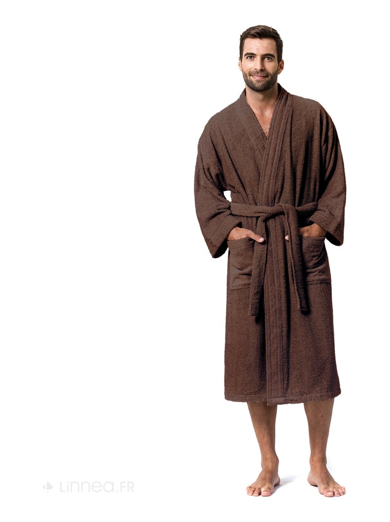 Peignoir adulte col kimono PURE Col kimono Marron - Kiabi