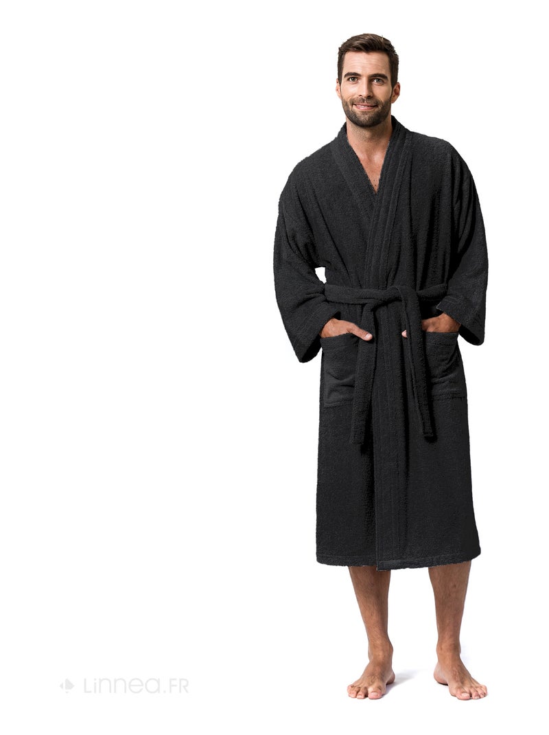 Peignoir adulte col kimono PURE Col kimono Noir Noir - Kiabi