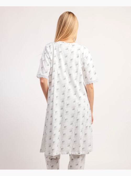 Peignoir blanc et gris à manches courtes pour femme ADMAS CLASSIC - Kiabi Peignoir blanc et gris à manches courtes pour femme ADMAS CLASSIC - Kiabi