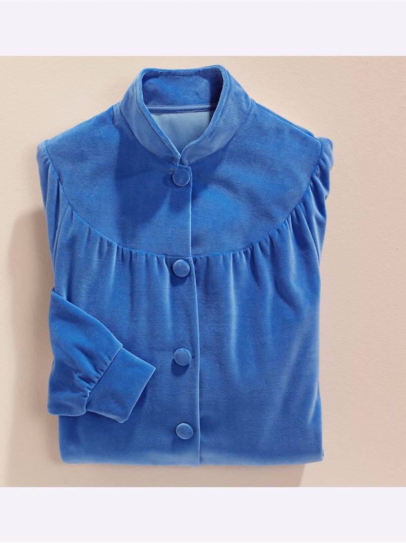 Peignoir chandail en velours ras - taille standard - witt Bleu - Kiabi