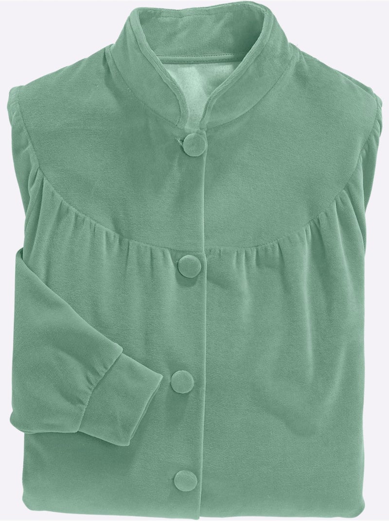 Peignoir chandail en velours ras - taille standard - witt Vert - Kiabi