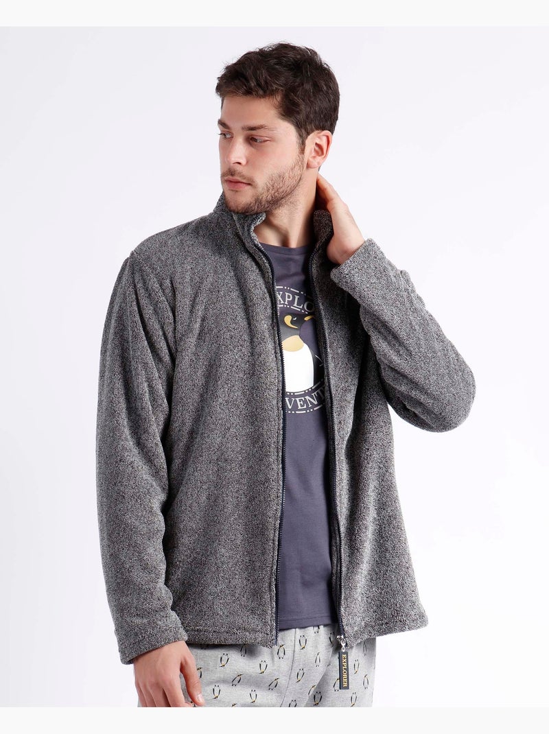 Peignoir chaud à manches longues ADMAS pour homme Gris - Kiabi