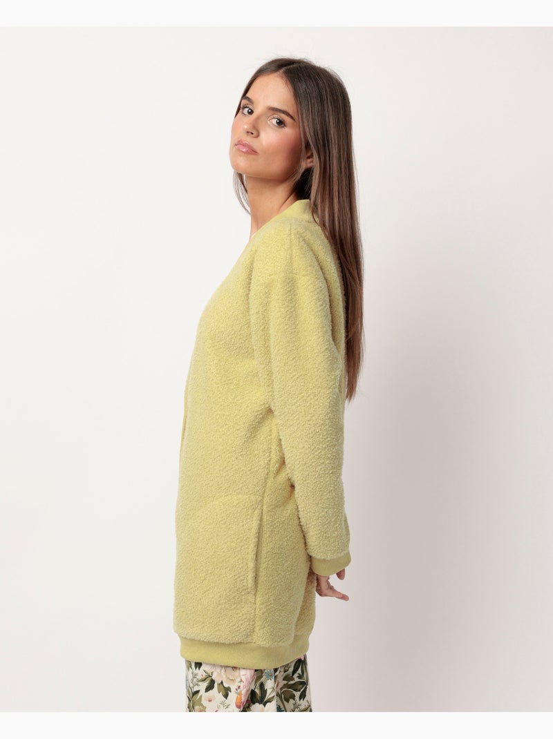 Peignoir chaud à manches longues en cretonne pour femme ADMAS GARDEN Jaune citron - Kiabi