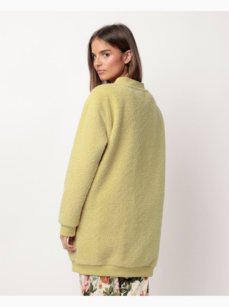 Peignoir chaud à manches longues en cretonne pour femme ADMAS GARDEN Jaune citron - Kiabi
