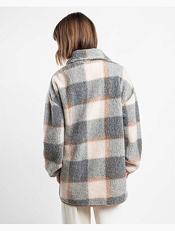 Peignoir chaud à manches longues en sherpa à carreaux pour femme ADMAS Dolce Home