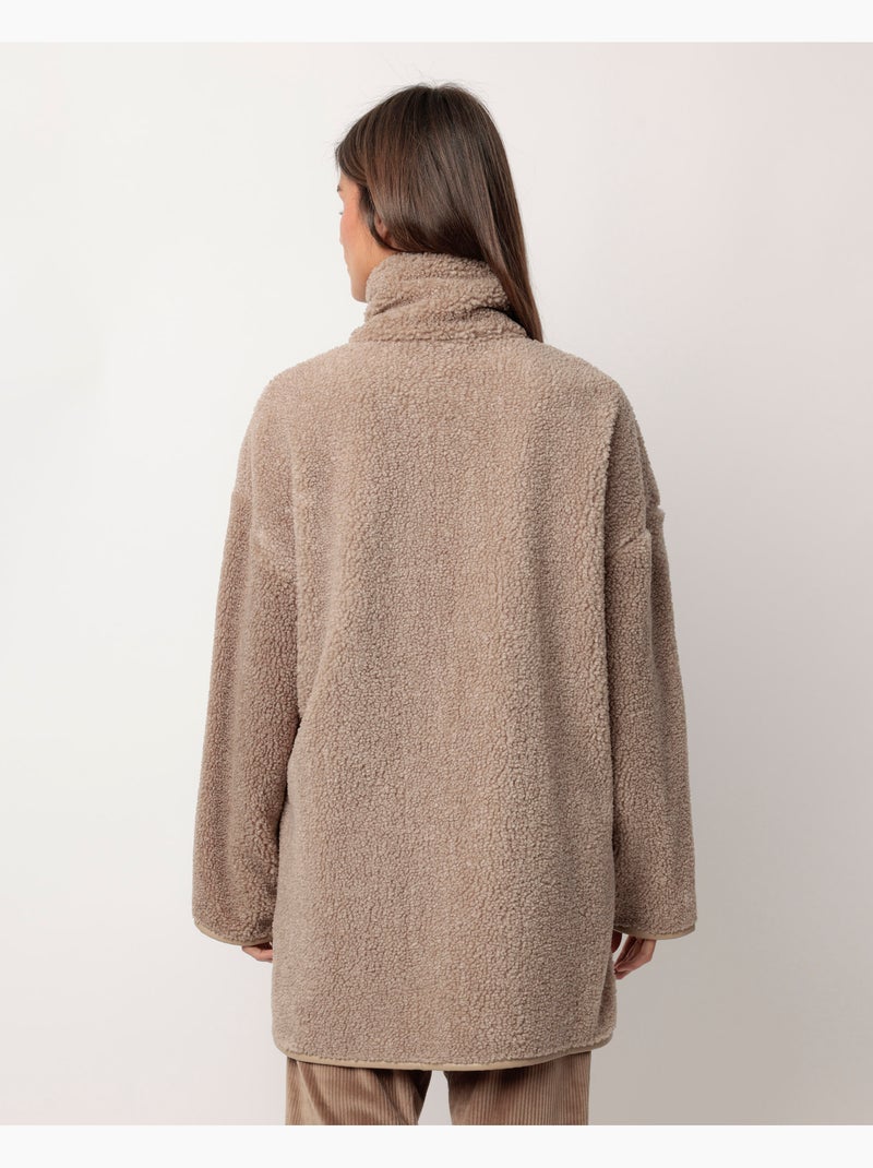 Peignoir chaud à manches longues en sherpa pour femme ADMAS CLASSIC Gris chiné - Kiabi