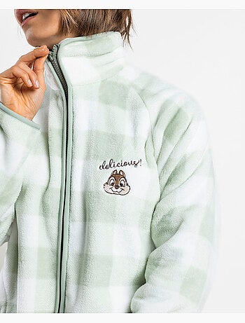 Peignoir chaud à manches longues et à carreaux verts Disney Chip & Dale pour femmes