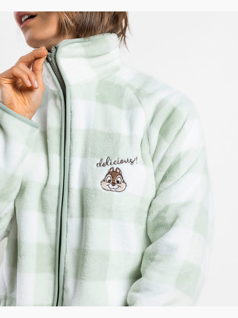 Peignoir chaud à manches longues et à carreaux verts Disney Chip & Dale pour femmes Vert - Kiabi