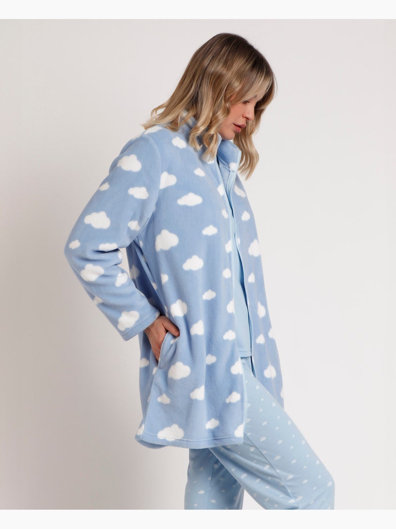 Peignoir chaud à manches longues pour femme > Bleu - Kiabi