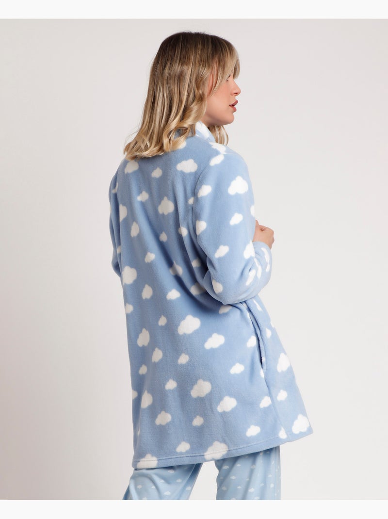 Peignoir chaud à manches longues pour femme > Bleu - Kiabi