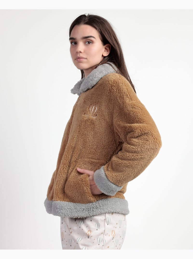 Peignoir chaud à manches longues pour femme ADMAS > Camel - Kiabi