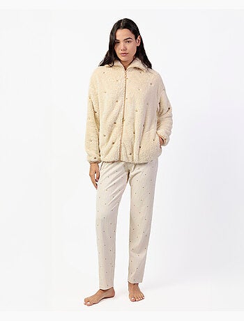 Peignoir chaud à manches longues pour femme ADMAS CLASSIC, motif rayures et étoiles