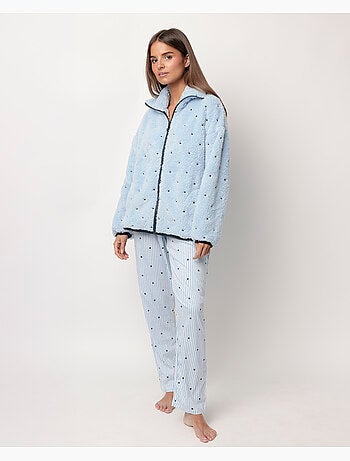 Peignoir chaud à manches longues pour femme ADMAS CLASSIC, motif rayures et étoiles