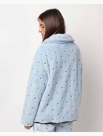 Peignoir chaud à manches longues pour femme ADMAS CLASSIC, motif rayures et étoiles