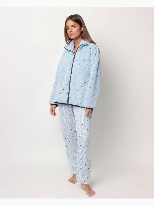 Peignoir chaud à manches longues pour femme ADMAS CLASSIC, motif rayures et étoiles - Kiabi Peignoir chaud à manches longues pour femme ADMAS CLASSIC, motif rayures et étoiles - Kiabi