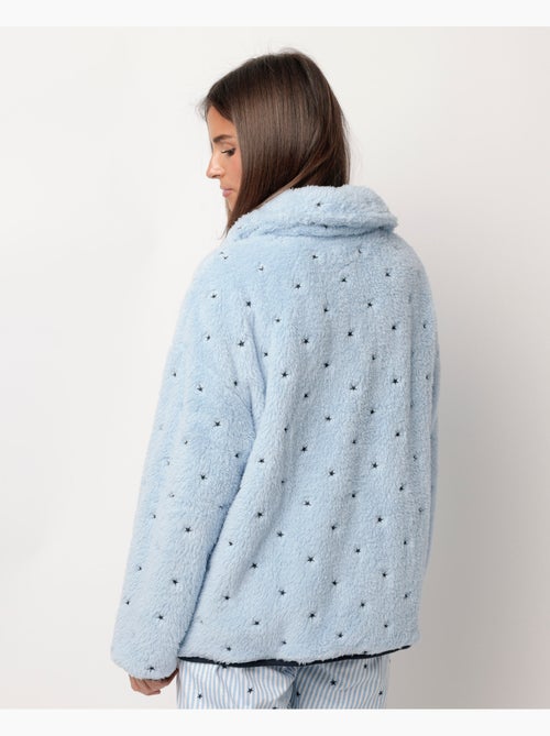 Peignoir chaud à manches longues pour femme ADMAS CLASSIC, motif rayures et étoiles - Kiabi Peignoir chaud à manches longues pour femme ADMAS CLASSIC, motif rayures et étoiles - Kiabi