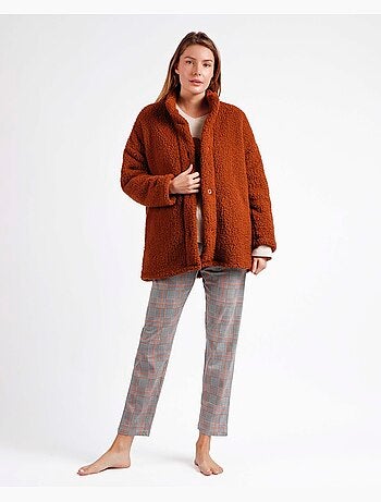 Peignoir chaud à manches longues pour femme ADMAS motif chiot