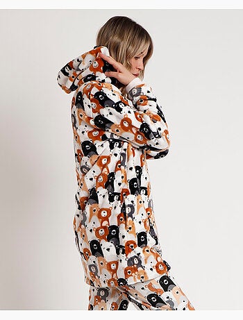 Peignoir chaud à manches longues pour femme ADMAS motif ours