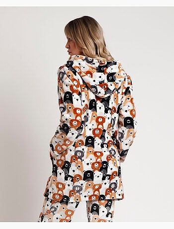 Peignoir chaud à manches longues pour femme ADMAS motif ours