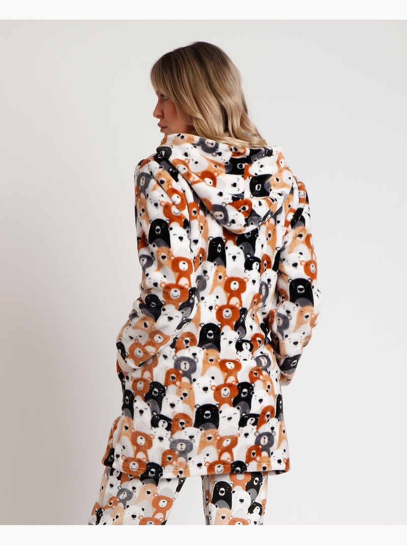 Peignoir chaud à manches longues pour femme ADMAS motif ours Marron - Kiabi