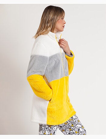 Peignoir chaud à manches longues pour femme PEANUTS avec rayures Snoopy amusantes