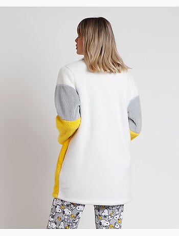 Peignoir chaud à manches longues pour femme PEANUTS avec rayures Snoopy amusantes