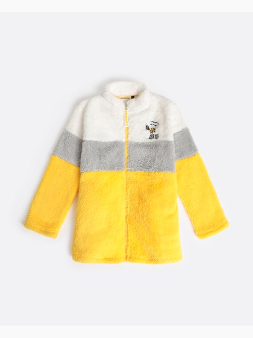 Peignoir chaud à manches longues Snoopy à rayures amusantes pour filles - Kiabi Peignoir chaud à manches longues Snoopy à rayures amusantes pour filles - Kiabi
