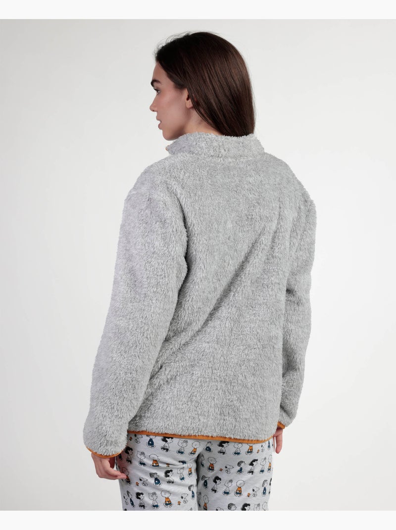 Peignoir chaud à manches longues Snoopy & Friends pour femme PEANUTS Gris chiné - Kiabi