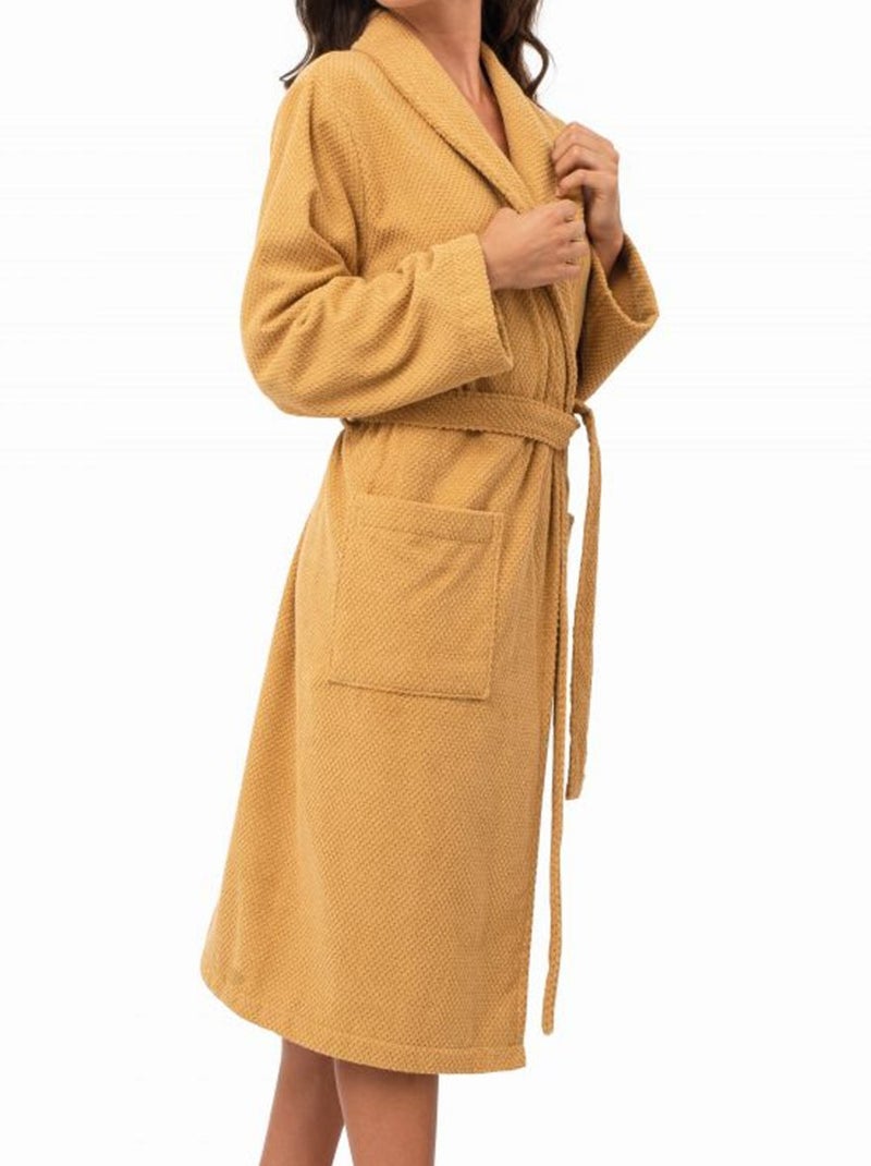 Peignoir col ch?�le adulte DUNE Col ch?�le - Jaune or - Kiabi - 43.00�?�